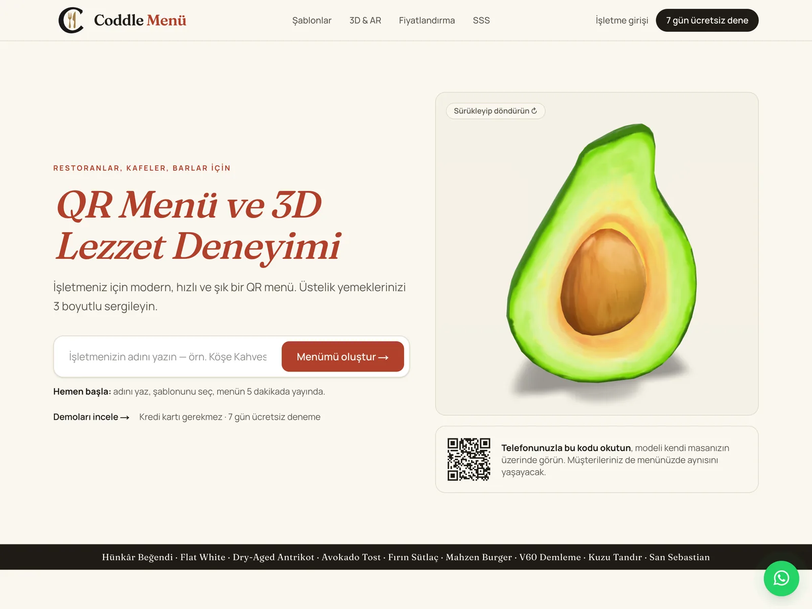 Coddle Menü — QR Menü